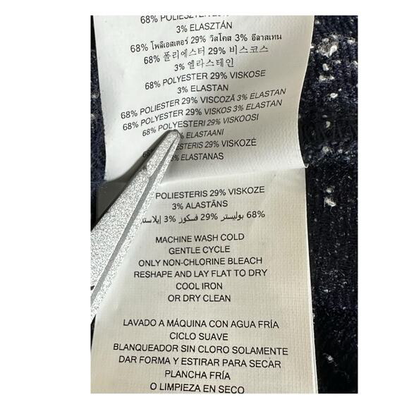 Michael Kors Top Womens Medium Navy Sleeveless Mock Neck Textured Office Preppy - Picture 9 of 10